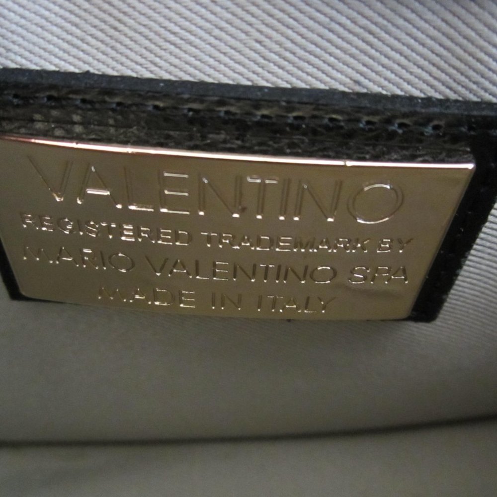 Valentino By Mario Valentino Black Leather Gold Studded Top Handle Cross… - Picture 8 of 12